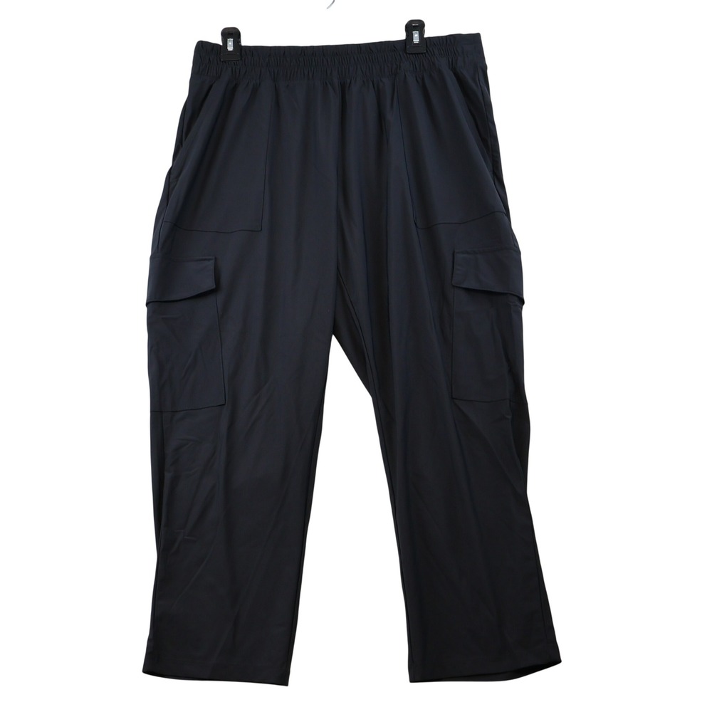 Old Navy Women L Petite Pants Black SleekTech Cargo Go-Dry Stretch Cropped